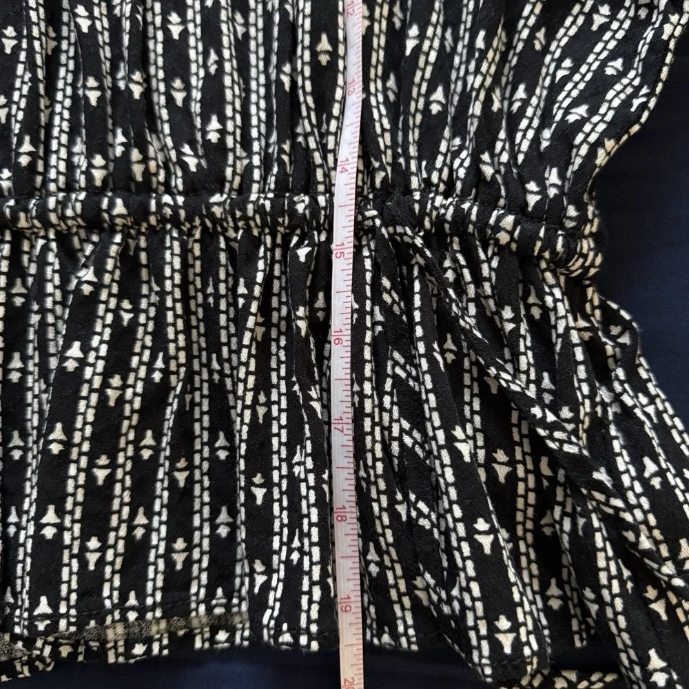 Treasure & Bond Women's Blouse Size M Black ‎ Adjustable Waist Long Sleeve